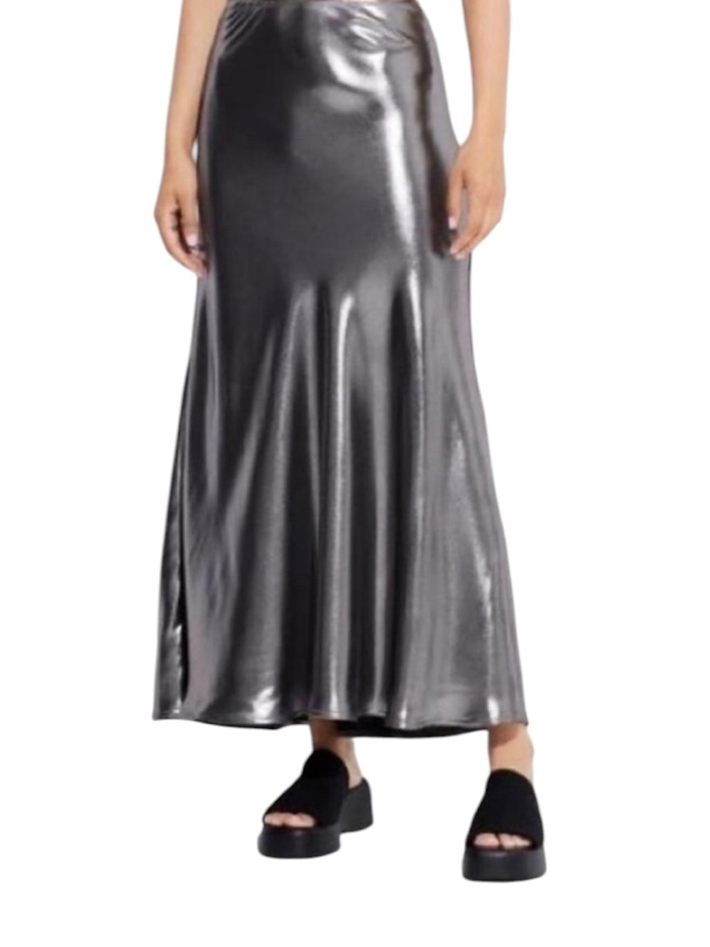 Wild Fable Metallic Silver Long Maxi Skirt Womens XS - Picture 2 of 9